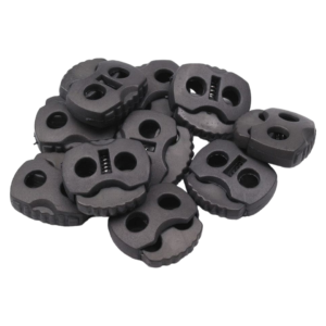 Set 10 opritori pentru snur cu 2 gauri Crisalida, 20 x 20 mm, Gri inchis