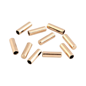 Set 10 terminatii metalice pentru snur Crisalida, diametru 4 mm, 5 x 17 mm, Auriu rose