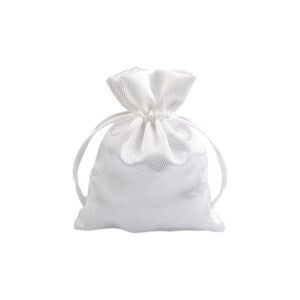 Saculet din satin pentru cadouri Crisalida, 9,5 x 13 cm, Alb