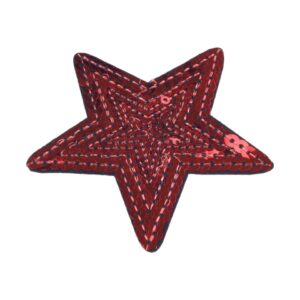 Aplicatie termoadeziva Crisalida, stea cu paiete 70 mm, Rosu inchis