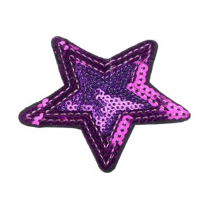 Aplicatie termoadeziva Crisalida, stea cu paiete 70 mm, Mov