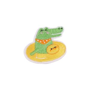 Aplicatie textila termoadeziva brodata, 6 x 6 cm, Crocodil