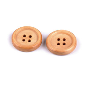 Set 10 nasturi lemn cu 4 gauri, marimea 32, 20 mm, diametru 20 mm, Natur