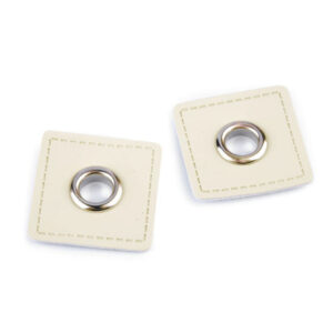 Set 2 ocheti metalici pentru cusut 30 x 30 mm, Crem