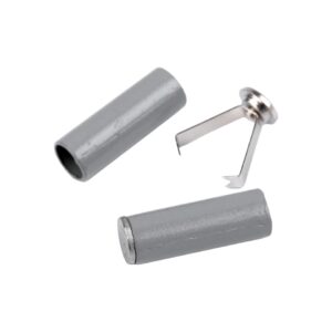 Set 2 capete metalice cu sigurante pentru snur Crisalida, 5 mm, Gri