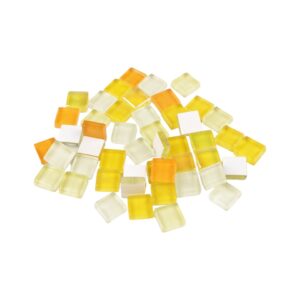 Set 35 pietre decorative de mozaic din sticla Crisalida, 10 x 10 mm, Galben