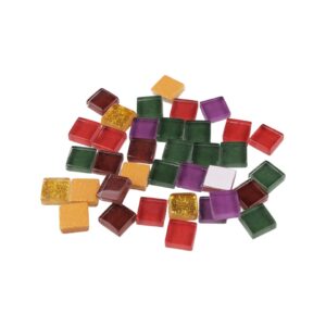 Set 35 pietre decorative de mozaic din sticla Crisalida, 10 x 10 mm, Verde inchis