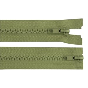 Fermoar dublu plastic detasabil Crisalida, 2 cursoare, lungime 65 cm, Kaki deschis