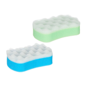 Burete de baie Bootic, cu strat dublu, pentru exfoliere si masaj, bicolor, 14 x 8.5 x 4cm
