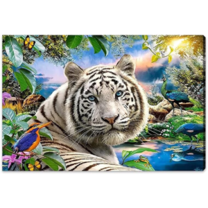 Set de broderie cu diamante 5d, Bootic®, pictura cu diamante, mozaic, model Tigru, 30x40cm